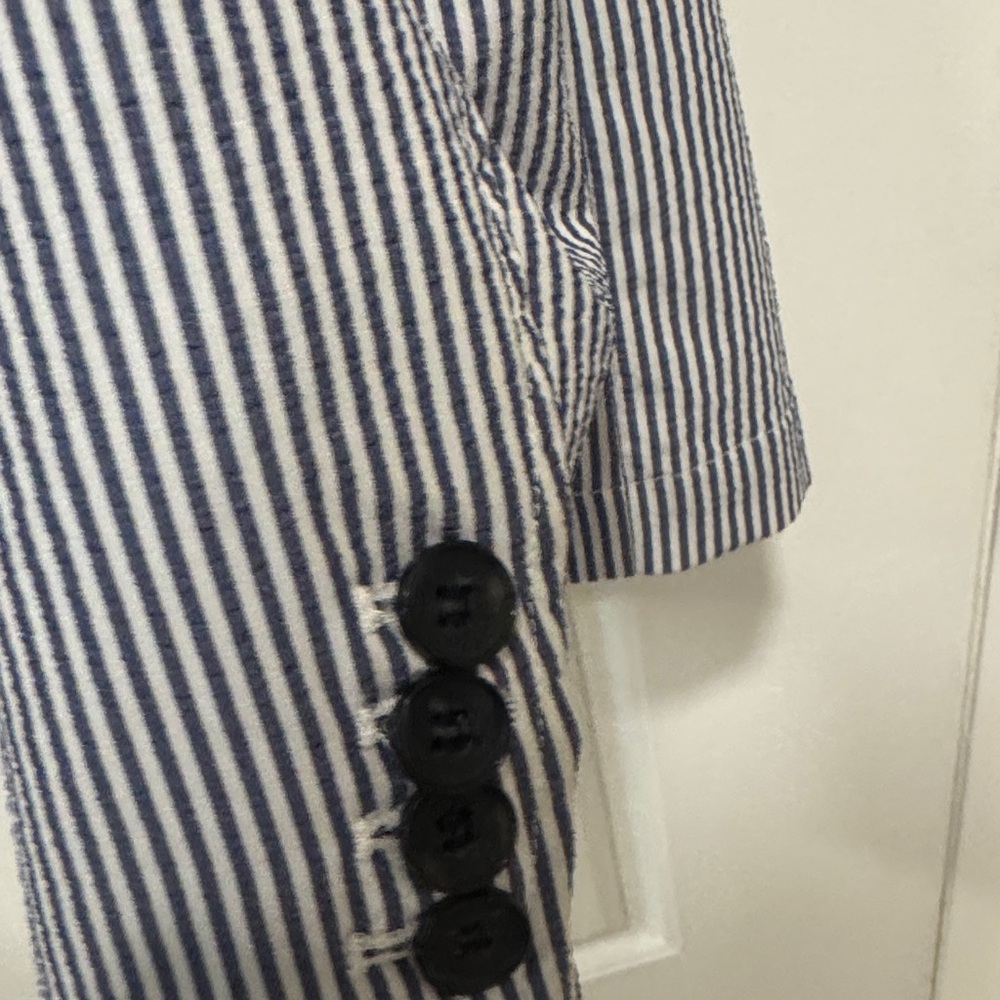 ZARA Men’s Classic Blue & White Striped Seersucker Blazer - Size XL - Picture 7 of 14